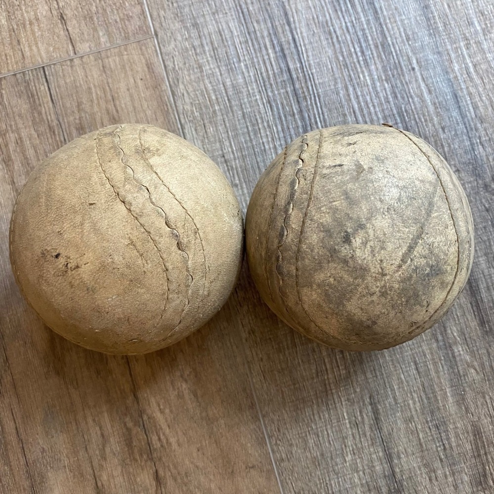 Vintage Stitched Leather Baseball Ball Unbranded No Markings Visible SET OF 2